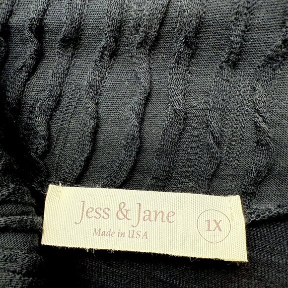 Jess & Jane Abstract Top Plus Size 1X Gray Cowl Neck Tunic Tee Pockets Turtlenec - Picture 8 of 10